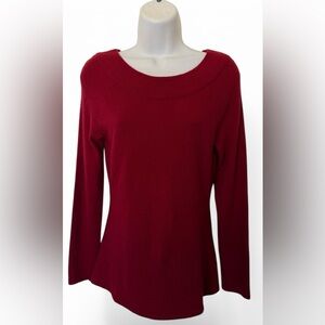 ANGORA SWEATER Marisa Christina RED Maroon Career Casual Comfy Soft Luxury